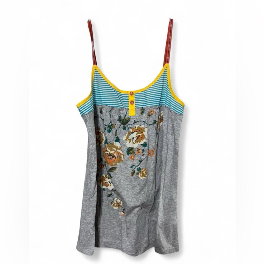 SoSik  Floral Gray and Blue Striped Women's Top